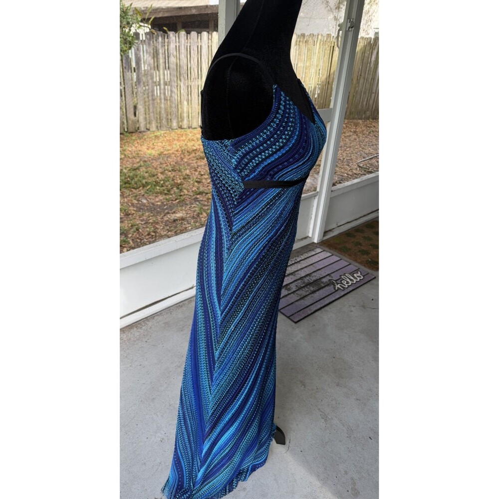 1990s Cache Small Ombre Chevron Blue Crochet Prom Cruise Wedding Guest - Picture 6 of 8